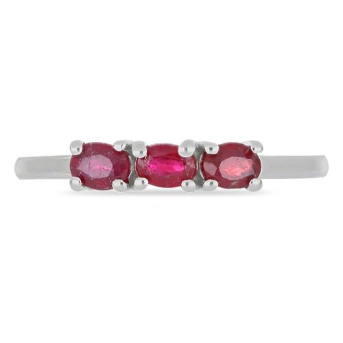 BUY NATURAL GLASS FILLED RUBY GEMSTONE RING IN STERLING SILVER